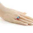 thumbnail image 3 of Gem Stone King 3.20 Ct Oval Green Turquoise Red Created Ruby 18K Rose Gold Plated Silver Ring (Size 6), 3 of 3