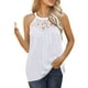 thumbnail image 2 of Playeras,Blusas y Tops,Ropa para Mujer Gráfico camisetas sin mangas para las mujeres Top de camiseta sin mangas plisada de encaje casual para mujer (White, M), 2 of 5
