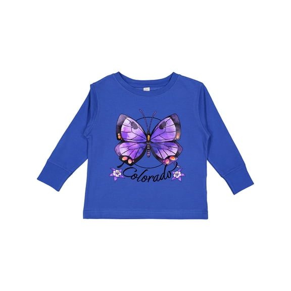 Inktastic Colorado State Butterfly and Flowers Boys or Girls Long Sleeve Toddler T-Shirt