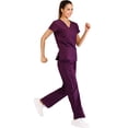 thumbnail image 1 of Minty Mint, Women's, V Neck Solid Stretch Medical Scrub Set, Lotus, M, 1 of 1