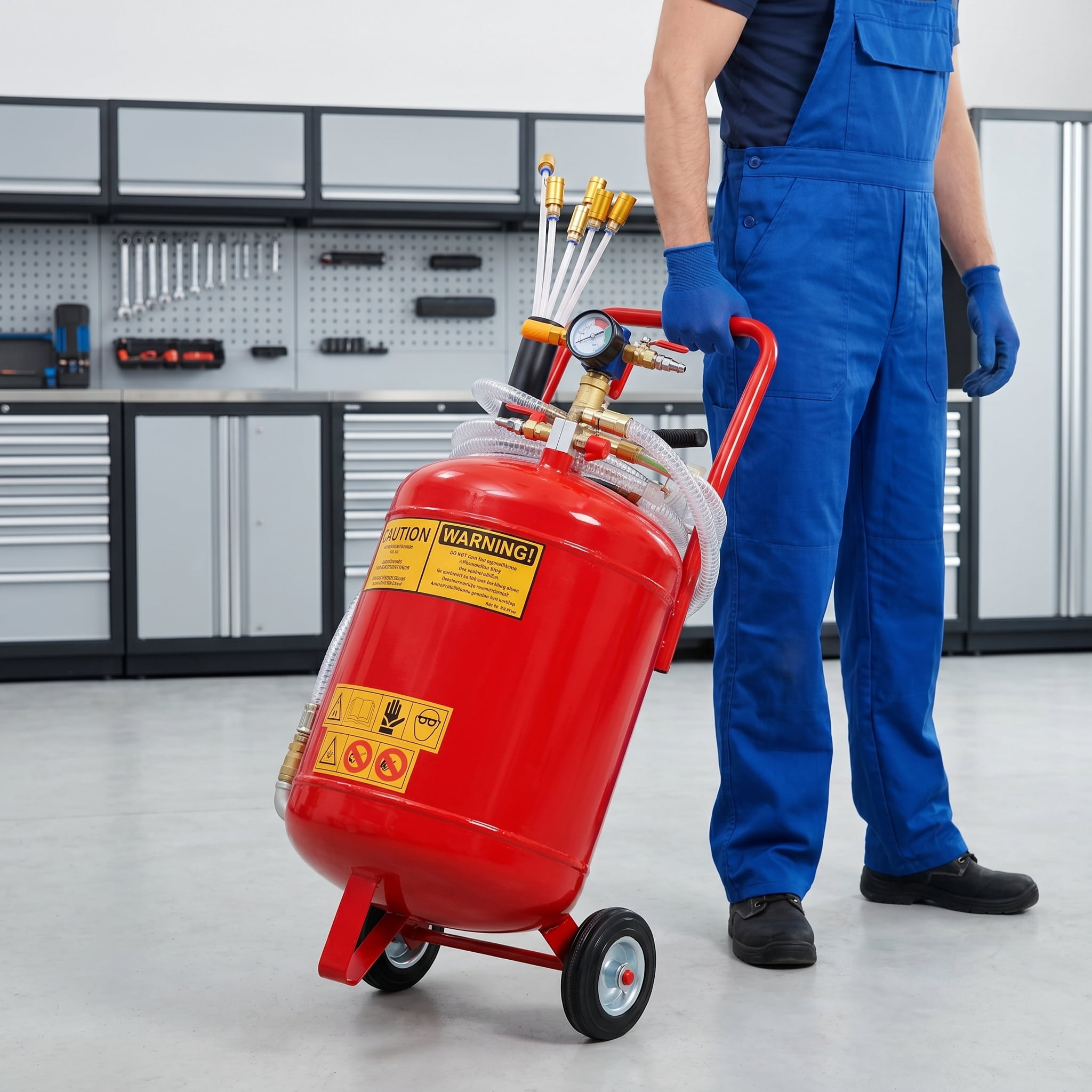 Zateety Oil Extractor Fluid Evacuator Portable Pneumatic Integrated Level Gauge 24 L Capacity