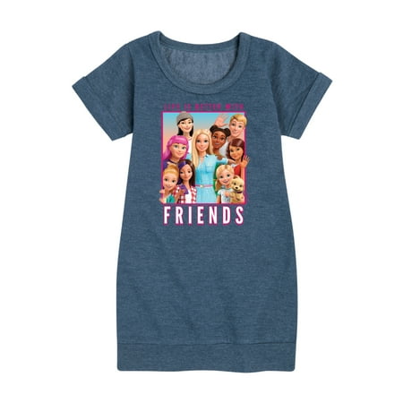 

Barbie - Life is Better with Friends - All Barbie Types - Toddler And Youth Girls Fleece Dress