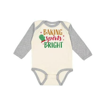 

Inktastic Christmas Baking Spirits Bright with Green Oven Mit Gift Baby Boy or Baby Girl Long Sleeve Bodysuit