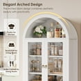 thumbnail image 5 of Hiphuta 70" Tall Arched Kitchen Pantry Storage Cabinet with Glass Doors, Freestanding Modern Farmhouse Hutch Cupboard with 2 Large Drawers, for Kitchen Dining Room, White, 5 of 10