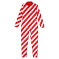 thumbnail image 3 of Yruioon Kids Long Sleeve Christmas Striped Ballet Dance Bodysuit Gymnastics Full Body Leotard Red 14, 3 of 7