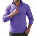 thumbnail image 3 of Ceisia Men's Textured Solid Color Stand Collar Half Zip Long Sleeve Pullover Breathable Casual Athletic Top Purple M Gifts, 3 of 6
