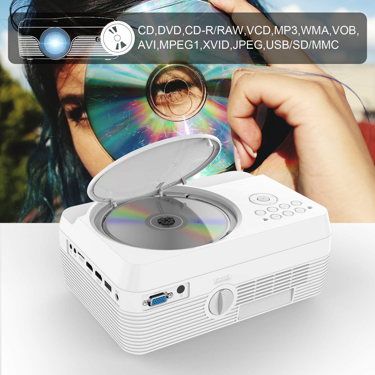 WiFi Bluetooth Video Projector, Full HD 1080P Outdoor Movie Projector, Portable Projector Compatible With HDMI/ USB/ AV/ Smartphone/ TV Stick/ Laptop (Projector Screen and Tripod Included)