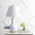 thumbnail image 3 of JONATHAN Y Han 27" Ceramic/Iron Contemporary USB Charging LED Table Lamp, White/Brass Gold, JYL6600A, 3 of 7