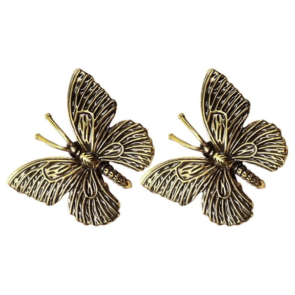 NICEXMAS 2Pcs Golden Brass Butterfly Ornament Vintage Style Indoor Tabletop Decor