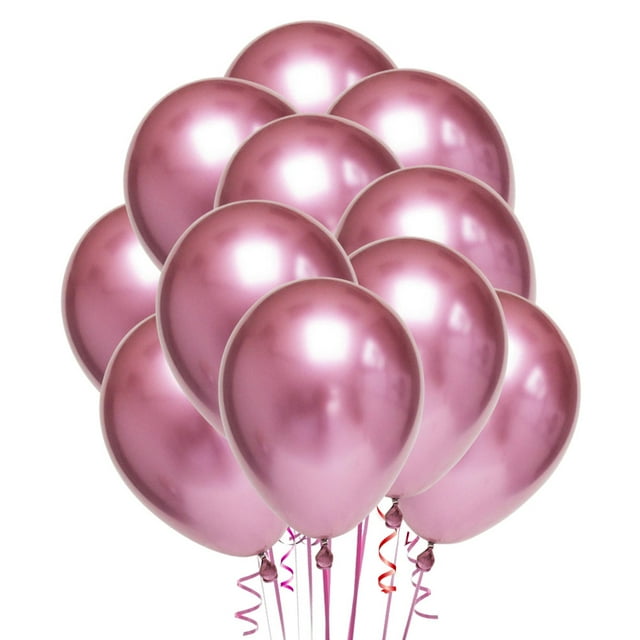 FELTECHELECTR 50 globos de látex grueso de 25 cm, color metálico, para fiestas (rosa)