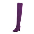thumbnail image 2 of OKBOP Womens Chunky Heel Over-The-Knee Boots-Womens Tall Boots Christmas Thigh High Causal Winter Boots for Women Clearance Purple, 2 of 9