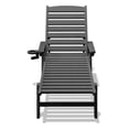 thumbnail image 2 of FUNDAZE Adjustable Wheeled HDPE Plastic Outdoor Patio Lounge Chair W/ Cup Holder,78.3"x25.1"x16.3", Gray, 2 of 9