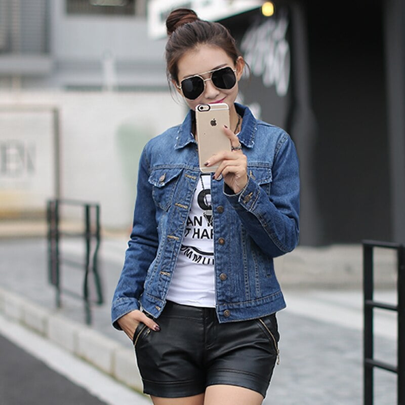 Denim jacket with wool womens outlet