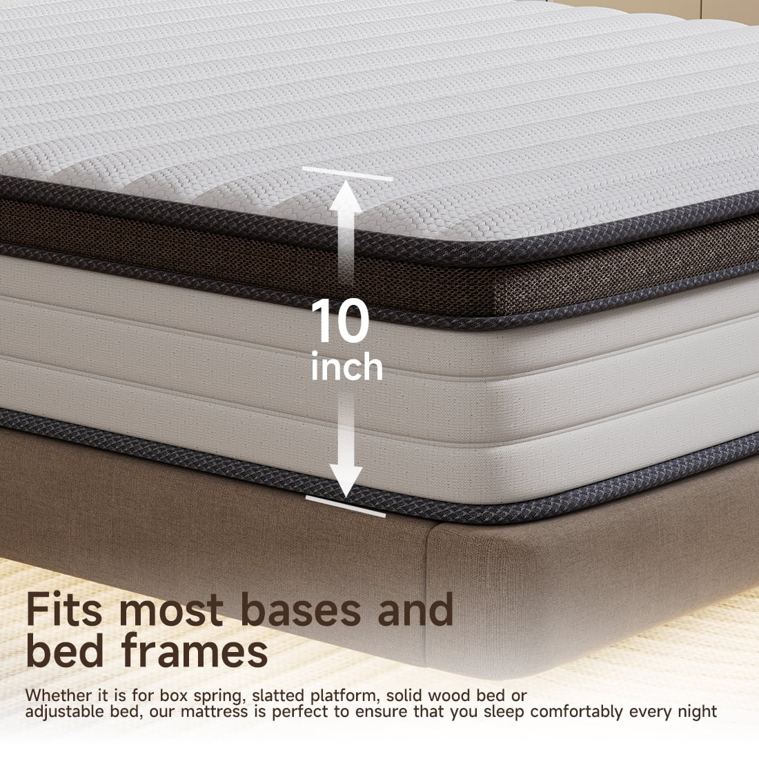 Full Size Mattress in a Box, Z-HOM 10" Hybrid Mattress Medium Firm Cool Comfort Pocket Spring,CertiPUR-US