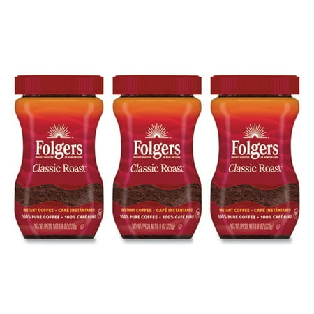 Instant Coffee Crystals, Classic Roast, 8 Oz Jar, Medium | Bundle of 5 Each