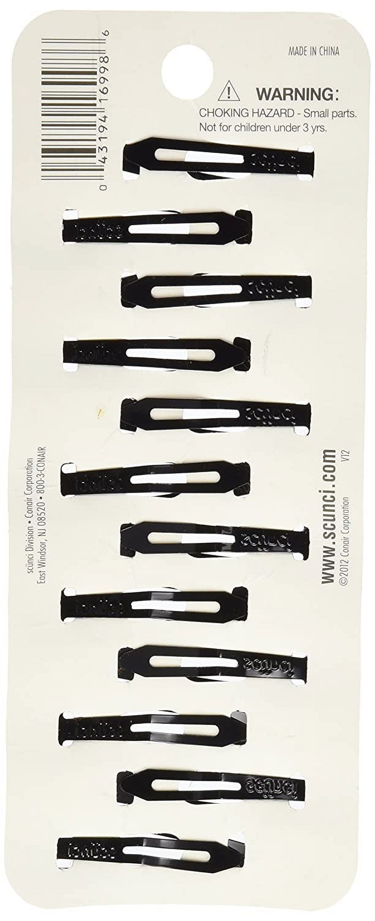 Scunci Countour, Snap Hair Clips, Black - 12 Count