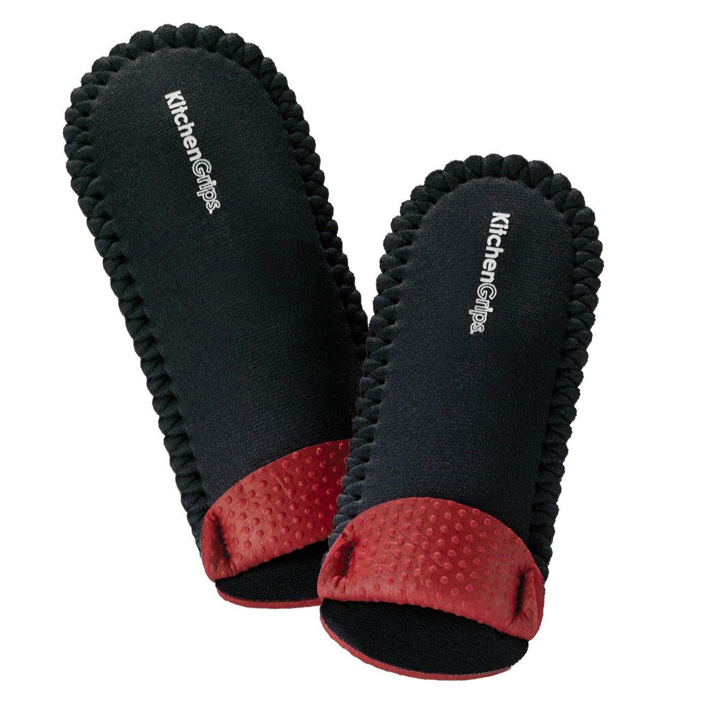 Kitchen Grips 2 Piece Deluxe Pan Handle Holder Set (Black/Red