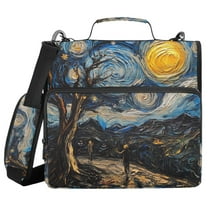 FORMRS Zipper Binder with Shoulder Strap 1.5-inch Ring 500 Sheet Capacity File Bag, Swirling Starry Sky