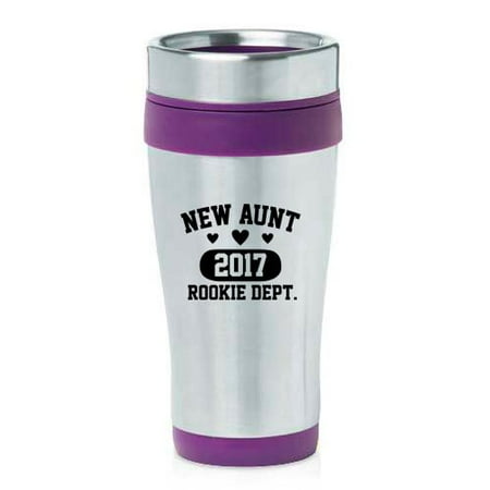

16 oz Insulated Stainless Steel Travel Mug New Aunt 2017 Rookie Dept (Purple)