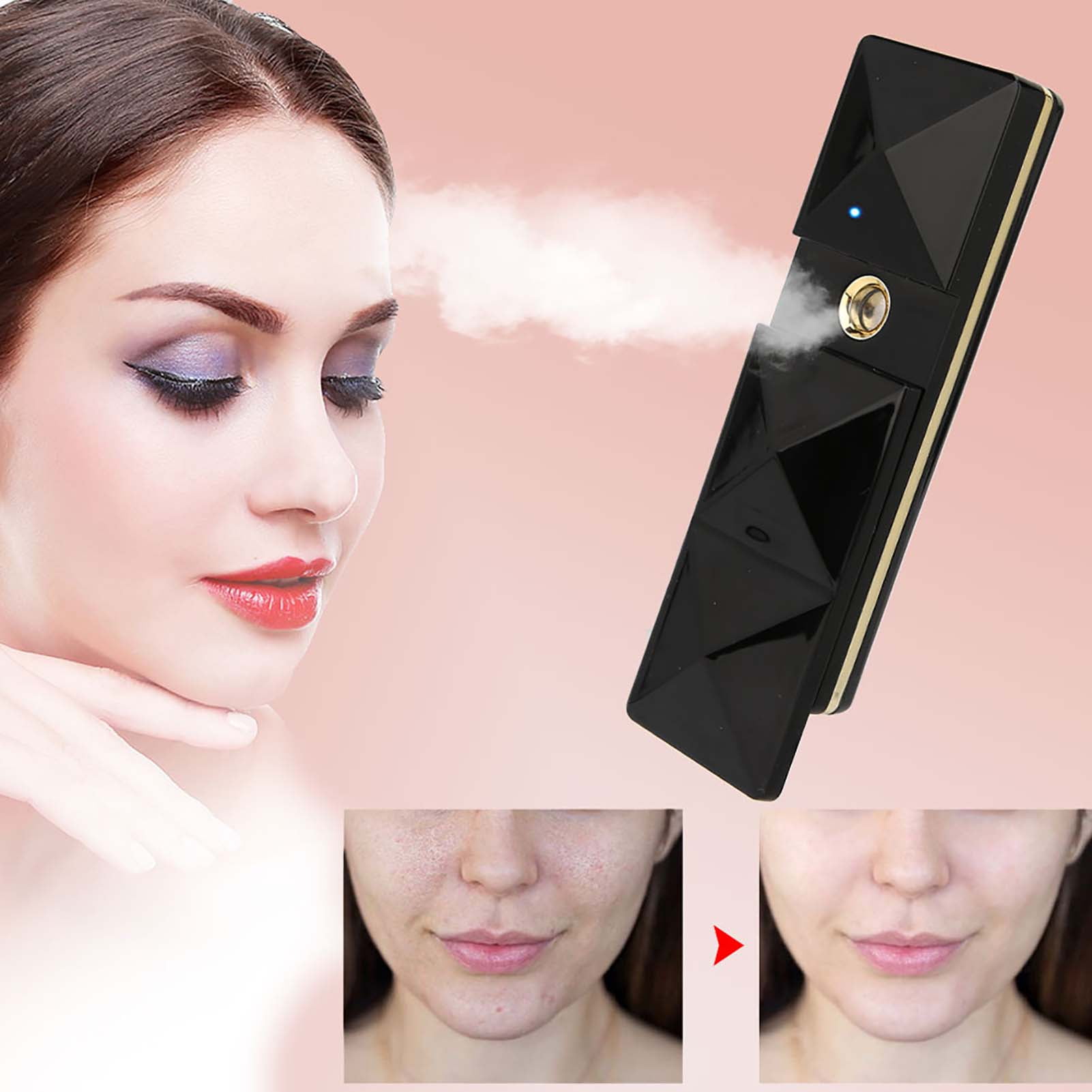 Nieyigj USB Nano Handy Face Mist Sprayer Portable Hydration Humidifier Atomization Tool for Rejuvenating Skin, 400mAh Battery, 6ml Water Tank Capacity, Black Edition (5.9 inches / 15 cm)