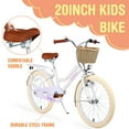 thumbnail image 4 of Aukfa 20 inch Girl's Bikes with Basket, Children's Bicycle for 7-10 Years Old Kids, White, 4 of 4