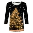 thumbnail image 4 of Gamivast Christmas Tops for Women Casual 3/4 Sleeve Crew Neck Shirt Funny Holiday Snowman Trees Graphic Tee Xmas Party Pullover Outfits Fall Winter Loose Fitted Tops 5XL, 4 of 6