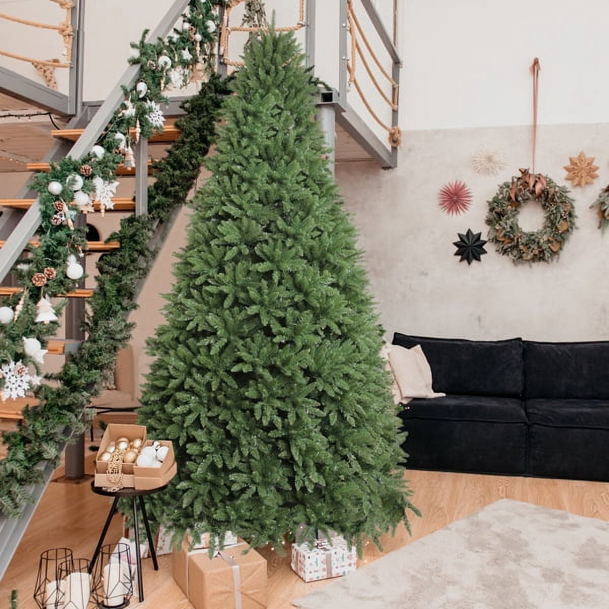 10ft Christmas Tree - 5090 Realistic PVC Branches, 1200 Warm LEDs (10 Colorful Modes), Automatic Structure, Indoor Holiday Decor