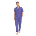 thumbnail image 3 of ANLIQI Men's 100% Cotton Pajamas Set Button Down Sleepwear Short Sleeve and Long Pants Pjs (Purple,S), 3 of 6