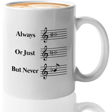 

Music Coffee Mug-Yes Im Treble-Musician Piano Guitarist Drummer Performer Singing Lyric Notes Listener Choir Band Artist-Always B Sharp 11 Oz