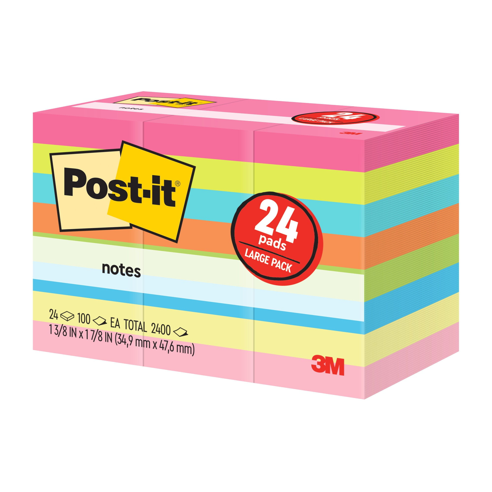 Post-it Notes 653-Club-07, 1-3/8 in x 1-7/8 in (34,9 mm x 47