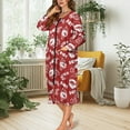 thumbnail image 2 of FOR U DESIGNS Snowman Holly Red Print Womens Nightgown Zip Up Long Sleeve House Dresses for Women with Pockets, Breathable Elastic Fabric Robes for Women Christmas Decoration Mumu Dress, XL, 2 of 8
