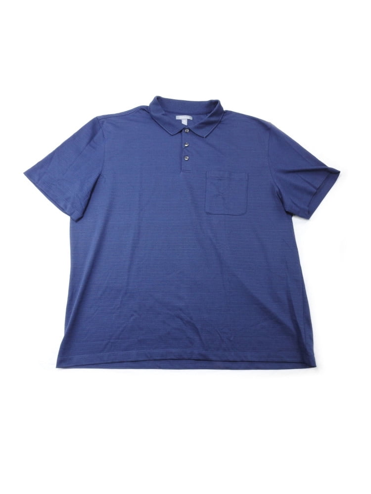 Van Heusen - Van Heusen Mens Size 2X-Large Short Sleeve Cotton-Blend Polo Shirt w/Pocket, Blue 
