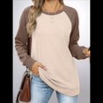 thumbnail image 4 of Sudadera Ligera de Larga con Cuello Redondo y Diseño Raglán con Bloques de Color para Mujer Albaricoque L, 4 of 10
