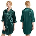 thumbnail image 3 of FLMEI Silk Nightgown for Women Sleep Shirt Short 3/4 Sleeve Sleeve Sleepwear Boyfriend Nightshirt Button down Pajama Dress S-XXL, 3 of 6