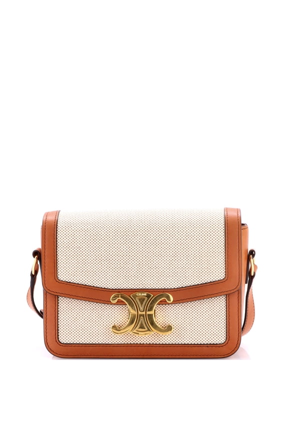 Pre-Owned Triomphe Shoulder Bag Canvas with Leather Teen By Rebag