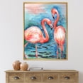 thumbnail image 2 of Designart 'Pink Flamingos Love Birds In Blue Water I' Farmhouse Framed Canvas Wall Art Print, 2 of 5