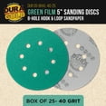 thumbnail image 2 of Dura-Gold Premium 40 Grit 5" Green Film Sanding Discs, 8-Hole Pattern, Box of 25 - Dustless Hook & Loop Backing Sandpaper for DA & Random Orbital Sanders, Sand Automotive Paint Woodworking Furniture, 2 of 6