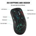 thumbnail image 2 of Wireless Mouse,2.4G Wireless Mouse 6 Buttons Rechargeable Mobile Optical Mouse with USB Nano Receiver,3 Adjustable DPI Levels,Colorful LED Lights for Notebook,PC,Computer-Black, 2 of 6