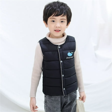 

ZHUASHUM Toddler Jacket Child Baby Boys Girls Cute Cartoon Animals Letter Sleeveless Winter Solid Vest Outer Outwear Outfits Clothes Coat For Kid