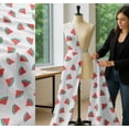 thumbnail image 5 of Soimoi White Cotton Cambric Fabric Watermelon Fruits Print Fabric by the Yard 42 Inch Wide, 5 of 7