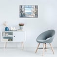 thumbnail image 3 of Farmhouse Bathroom Wall Art, Rustic White Flower in Bottle Pictures Prints for Bedroom Canvas Wall Decor, Framed Vintage Floral Plants in Blue Ocean Painting Posters for Room Artwork, 3 of 6
