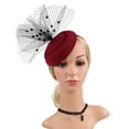 thumbnail image 5 of TODOZO Fascinators Hat Flower Mesh Ribbons Feathers On A Headband and A Clip Tea Party Headwear for Girls and Women Women's Pure Color Mesh Vintage Beret Dress Accessories Wine One Size, 5 of 7