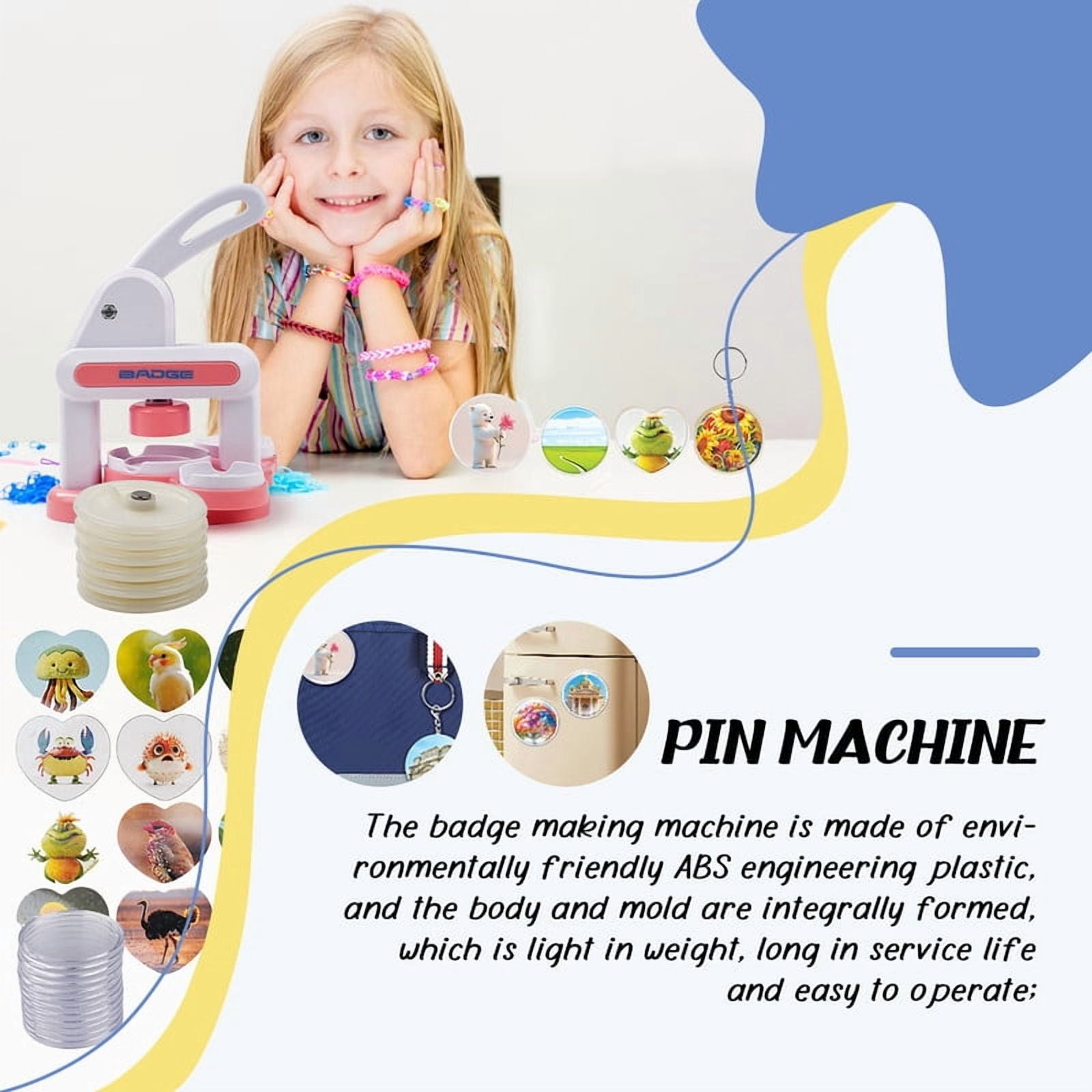 Button Maker Machine Installation-Free DIY Button Pin Maker Machine Badge Press Machine Blue