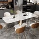 thumbnail image 5 of Luxury  Rock Slab Kitchen Dining Table Dinning Chair Set Stainless Steel Golden Base Faux Marble Table Chair Muebles De Cocina My Lux Decor Round, 5 of 20