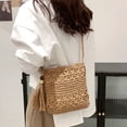 thumbnail image 3 of Bolso de paja bolso cruzado bohemio tejido a mano bolso de hombro para mujer bolso de teléfono celular, bolso de paja, bolso de mimbre en las vacaciones de verano en la playa con un patrón, 3 of 8
