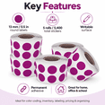 thumbnail image 3 of Small Round Labels Purple Color Coding 1/2 inch (0.5) - 5 Rolls - 5400 Pack - Circle Labels Stickers 13mm by Royal Green, 3 of 5