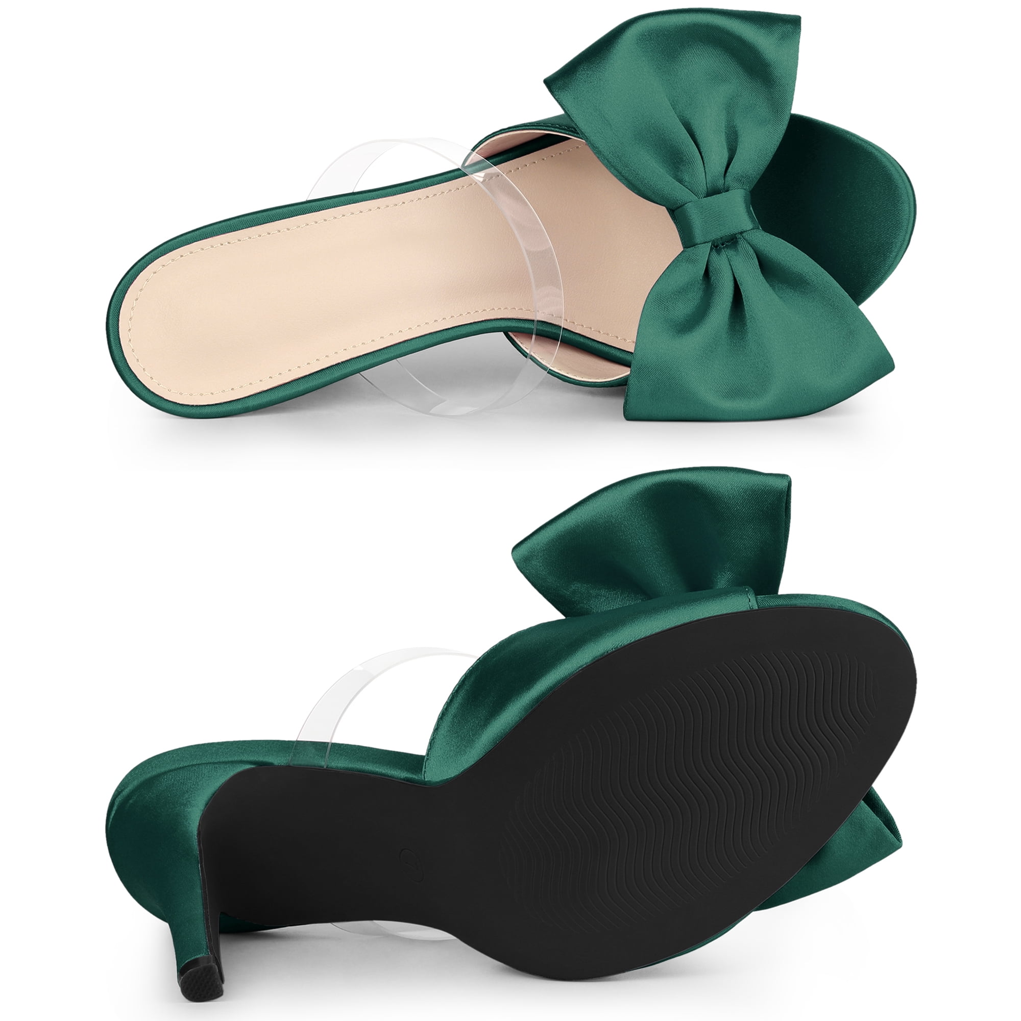 DARING DIVA Women's Elegant Bow Stiletto Heels Stylish Summer Sandals Dark Green 6.5