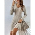 thumbnail image 6 of Long-Sleeved Sweater Dress, Autumn Dress, Round Neck, High Waist, Slim Dress, Women'S Casual Dress Apricot XXL, 6 of 8