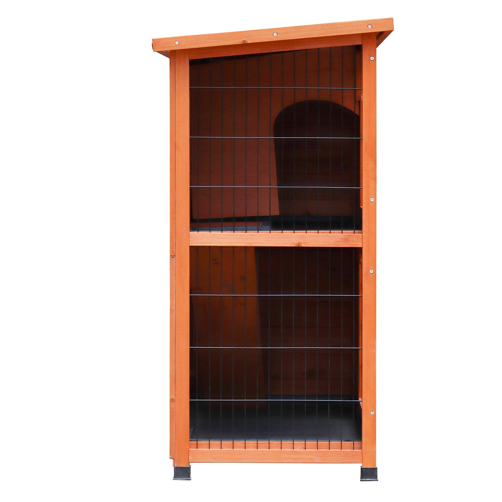 ZephyPaws 41" Two Story Rabbit Hutch Bunny Cage,Indoor Outdoor Guinea Pig Cage with 2 Deep No Leak Tray for Small Animal,Orange