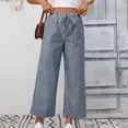 thumbnail image 4 of WMTBSRSW Fashion Striped Pants for Women Loose Casual Wide Leg Pants Lightweight Drawstring Baggy Palazzo Ankel Trousers Navy Large, 4 of 7